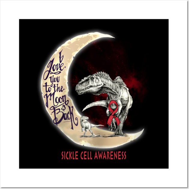 sickle cell dinosaur love to the moon Wall Art by TeesCircle